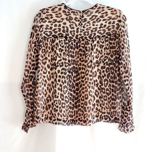 Ganni Mullin Georgette Animal Print Blouse - Size 36 - Picture 8 of 12